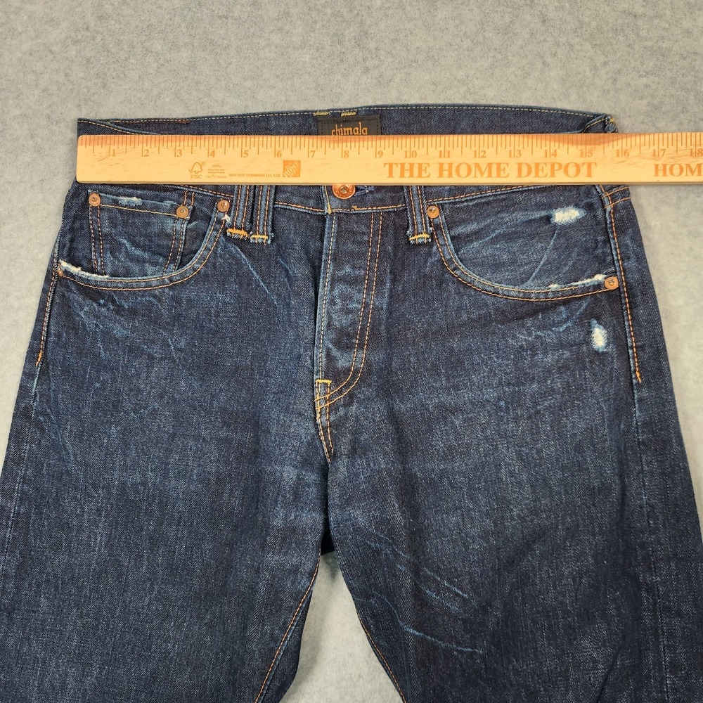Chimala Jeans 31x34 Blue Raw Denim Straight Button Fly Distressed Made In Japan - Picture 10 of 16